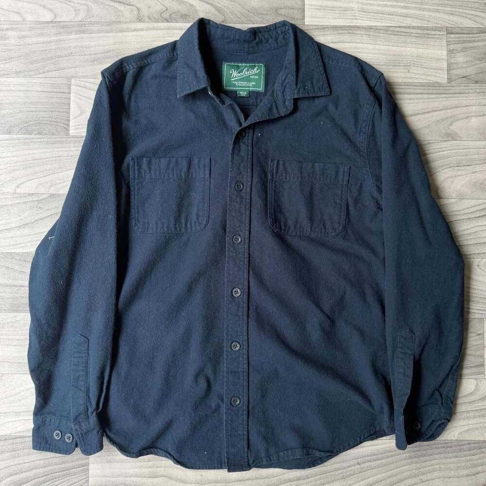 Woolrich Green Label Collection Button Up Shirt Size M Dark Navy